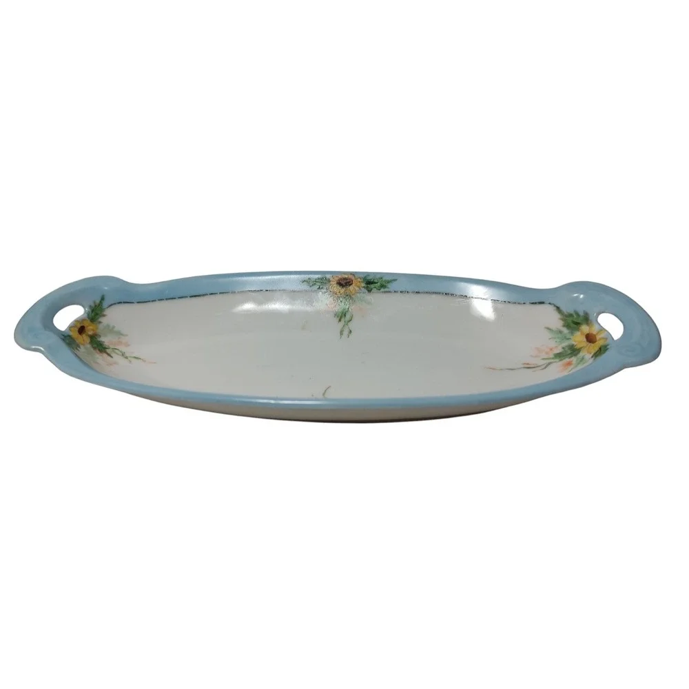Antique‎ RS Reinhold Schlegelmilch Dish Germany Pickle Celery Oblong Floral SEE